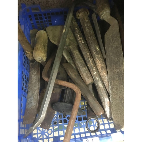 21 - 4 CARTONS OF MISC HAND TOOLS INCL; CHISELS, WRENCHES, SQUARES & RULERS