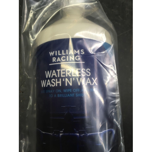 22 - CARTON WITH 5 BOTTLES OF WILLIAMS RACING WATERLESS WASH & WAX LIQUIDS WITH DISPENSERS