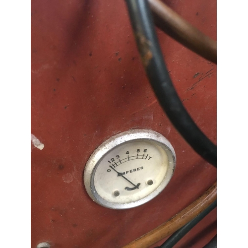4 - RED METAL CASED VINTAGE BATTERY CHARGER
