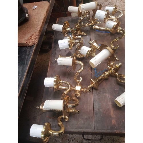 57 - CARTON OF NEW ELECTRIC BRASS WALL LAMPS