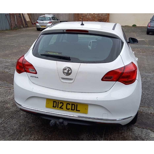 2 - VAUXHALL ASTRA, 1.4 CC, PETROL, PRIVATE NUMBER PLATE: D12CDL, REGISTRATION 2013, COLOUR WHITE, MILEA... 