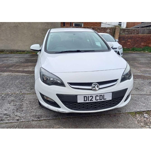 2 - VAUXHALL ASTRA, 1.4 CC, PETROL, PRIVATE NUMBER PLATE: D12CDL, REGISTRATION 2013, COLOUR WHITE, MILEA... 