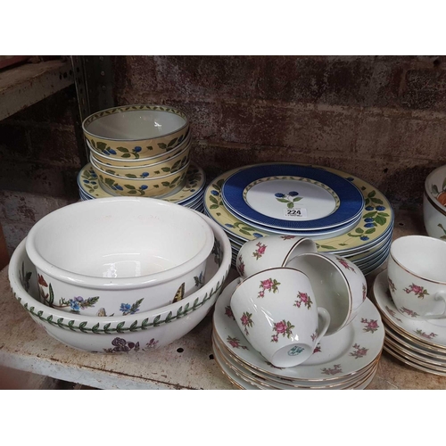 224 - SHELF WITH QTY OF ST MICHAEL CHINAWARE, PORTMEIRION & AN EVESHAM BOWL