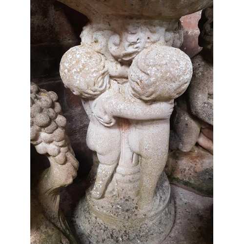 250 - RECONSTITUTED STONE PLANTER WITH 3 CHERUBS