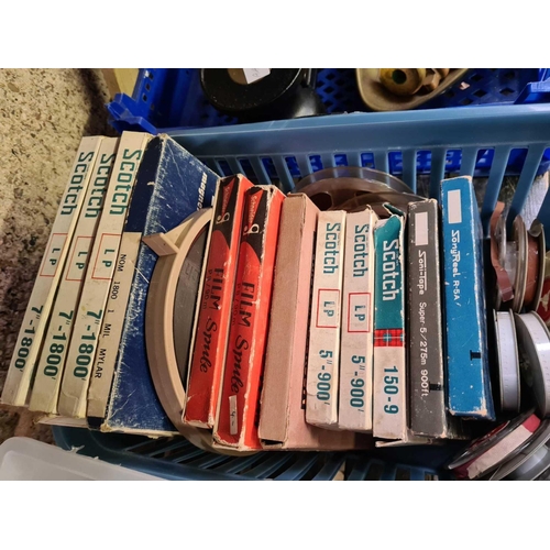 29 - SMALL CARTON OF BEANO COMICS & CARTON OF VARIOUS TAPE TO TAPE REELS