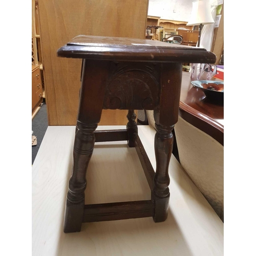 293 - CARVED OAK GOTHIC STOOL