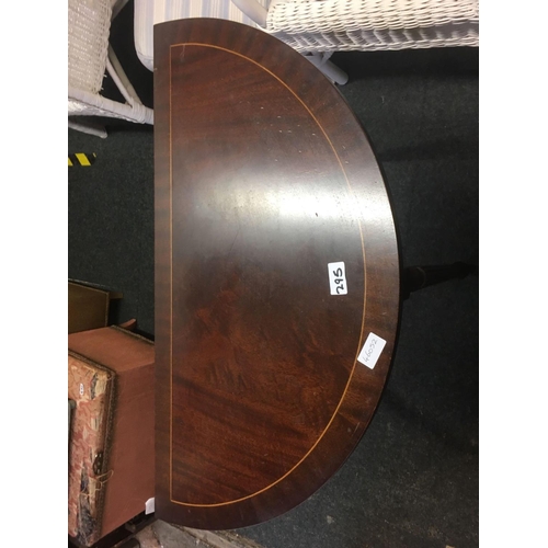 295 - MODERN TEAK SHELF UNIT & REPRODUCTION HALF MOON HALL TABLE