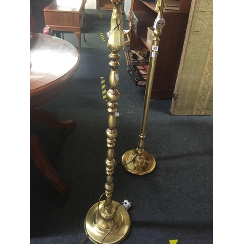 309 - PAIR OF BRASS EFFECT STANDARD LAMPS & SHADES