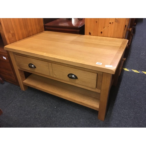 344 - MODERN OAK MAGAZINE TABLE WITH DRAWER