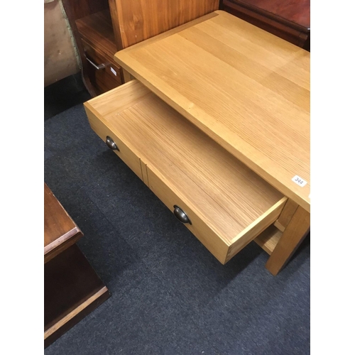 344 - MODERN OAK MAGAZINE TABLE WITH DRAWER