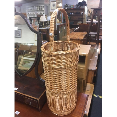 345 - MAHOGANY CHEVAL MIRROR WITH DRAWERS &  WICKER STICK STAND