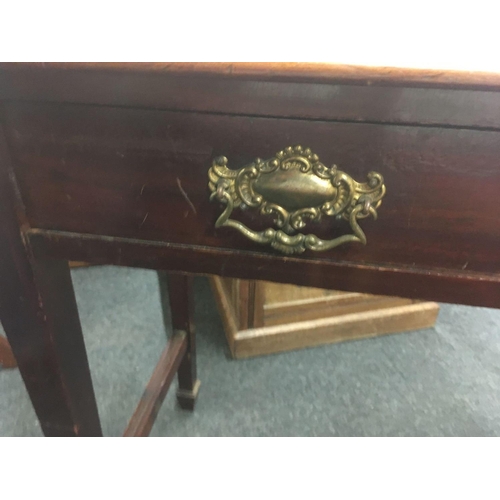 346 - MAHOGANY 2 DRAWER WITH BRASS HANDLES SIDE TABLE