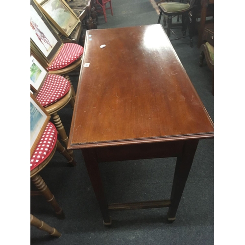 346 - MAHOGANY 2 DRAWER WITH BRASS HANDLES SIDE TABLE