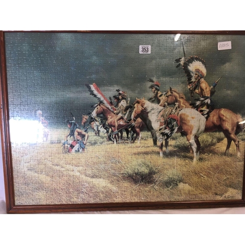 353 - 2 F/G RED NATIVE AMERICAN THEMED JIGSAWS