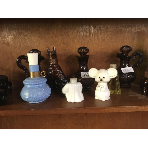 359 - SHELF OF NOVELTY PERFUME BOTTLES & PERFUME