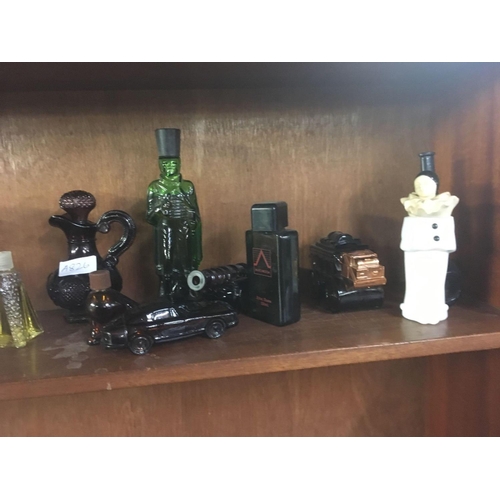 359 - SHELF OF NOVELTY PERFUME BOTTLES & PERFUME