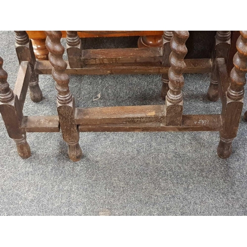 381 - OAK LETTER RACK, OAK BARLEY TWIST GATE LEG TABLE & A SPINDLE BACK DINING CHAIR