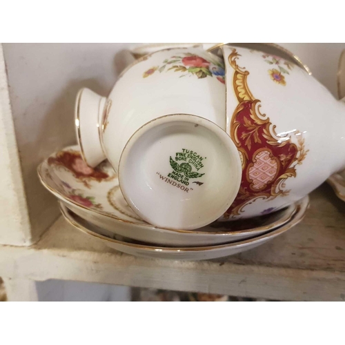 394 - SHELF OF ROYAL TUSCAN WINDSOR CHINA, MINTON CHINAWARE