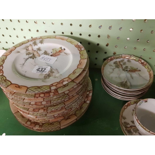 437 - SHELF OF ORIENTAL TEA WARE