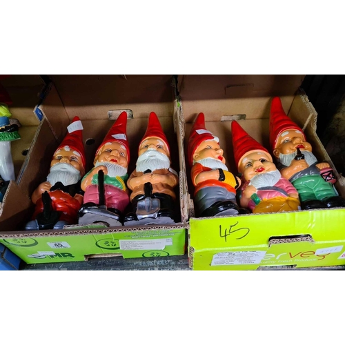 45 - 4 CARTONS OF VARIOUS PLASTER GNOMES & OTHER GARDEN ORNAMENTS