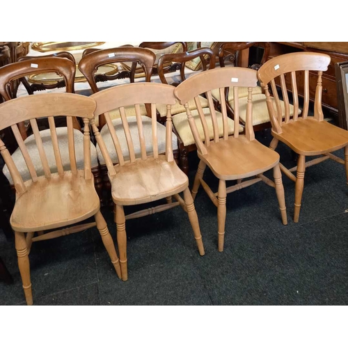 474 - 4 PINE FARMHOUSE KITCHEN CHAIRS