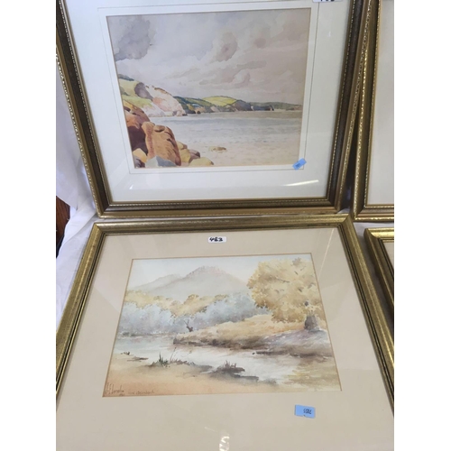 483 - 4 GILT F/G WATERCOLOURS OF SOUTH DEVON SHORELAND SCENES & 2 F/G WATERCOLOURS OF SOUTH AFRICA & 2 GIL... 