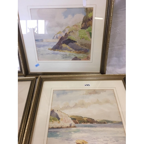 483 - 4 GILT F/G WATERCOLOURS OF SOUTH DEVON SHORELAND SCENES & 2 F/G WATERCOLOURS OF SOUTH AFRICA & 2 GIL... 