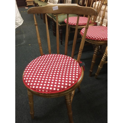 493 - 4 PINE STICK BACK KITCHEN CHAIRS