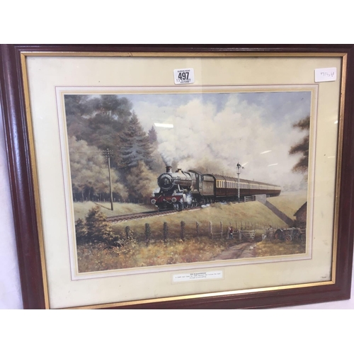 497 - 2 F/G RAILWAY PRINTS  OIL OF STEAM TRAIN