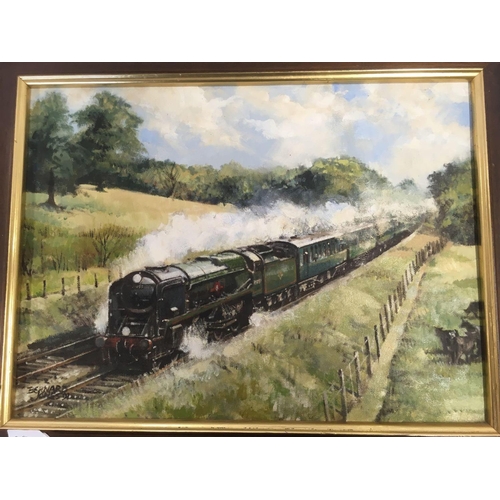 497 - 2 F/G RAILWAY PRINTS  OIL OF STEAM TRAIN