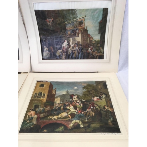 515 - AN OLD FOLIO CONTAINING FOUR COLOURED MEZZOTINTS ENTITLED ''THE HUMOURS OF AN ELECTION'' BY WILLIAM ... 