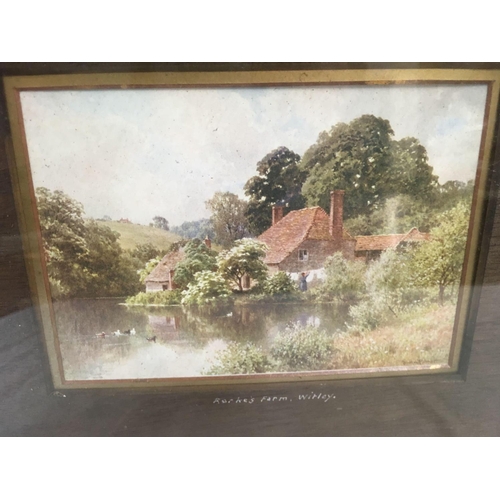 527 - 3 COUNTRY LANDSCAPES IN ONE FRAME, AFTER HARRY SUTTON PALMER. ALL WITH HAND INSCRIPTIONS BENEATH THE... 