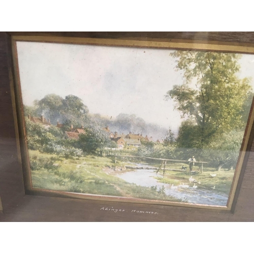 527 - 3 COUNTRY LANDSCAPES IN ONE FRAME, AFTER HARRY SUTTON PALMER. ALL WITH HAND INSCRIPTIONS BENEATH THE... 