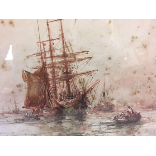 532 - W WEBB; WATERCOLOUR OF SAILING SHIPPING OFF PORTSMOUTH, SIGNED & INSCRIBED, ''AT PORTSMOUTH'', IN NE... 