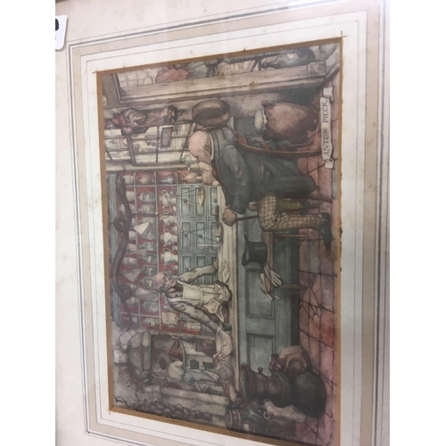 550 - 3 COLOURED ANTIQUE ENGRAVINGS; EXMOUTH FROM THE GUN CLIFF, INTERIOR OF A SHOP BY ANTON PIECK AND A V... 