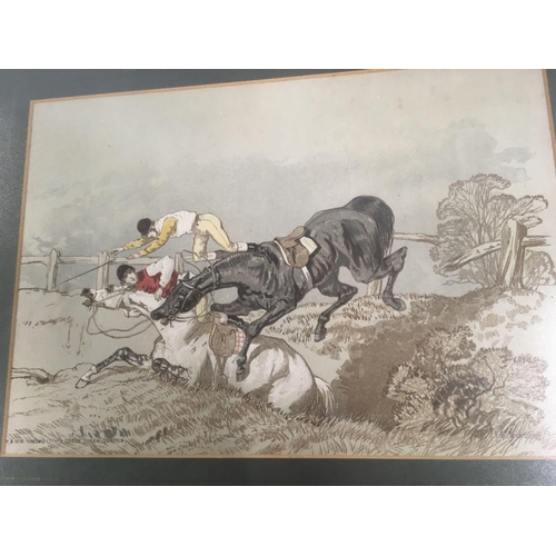 551 - CECIL ALDIN, COLOUR PRINT OF THE BLACKMORE VALE TOGETHER WITH AN ANTIQUE EQUESTRIAN PRINT OF TWO RAC... 