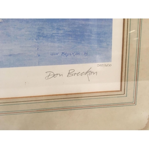 560 - PENCIL SIGNED, DON BRECKON LIMITED EDITION, COLOUR PRINT OF DUMBLETON HALL LEAVING KINGSWEAR, BEING ... 