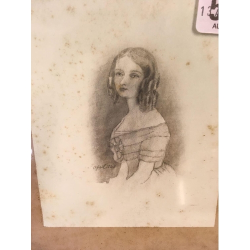 570 - A GROUP OF 4 EARLY VICTORIAN FEMALE PORTRAITS IN PENCIL. ONE DATED APRIL 1848