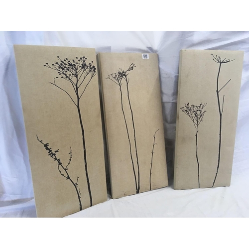 573 - 3 DECORATIVE CANVASSES FEATURING DECORATIVE PLANTS