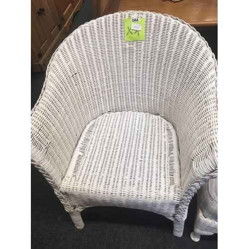 588 - 2 WHITE PAINTED LLOYD LOOM STYLE CHAIRS