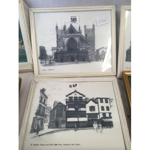 589 - 6 F/G PRINTS, SOME EXETER SCENES