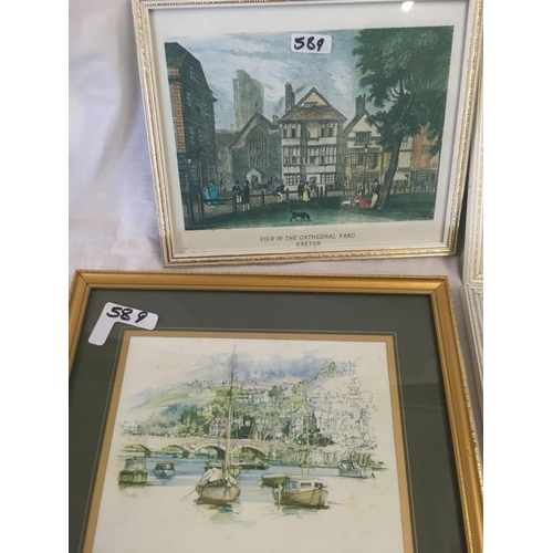 589 - 6 F/G PRINTS, SOME EXETER SCENES