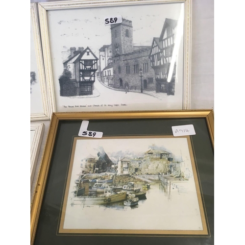 589 - 6 F/G PRINTS, SOME EXETER SCENES