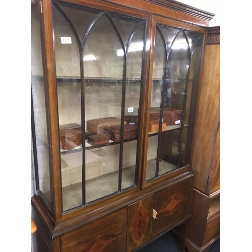 603 - INLAID MAHOGANY GLAZED DISPLAY CABINET