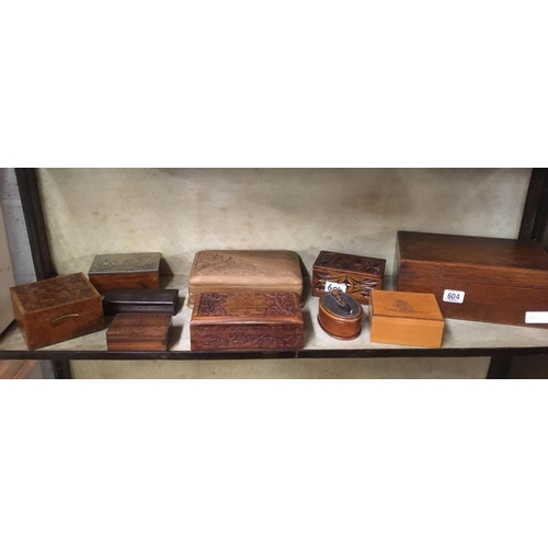 604 - 10 WOODEN TRINKET BOXES