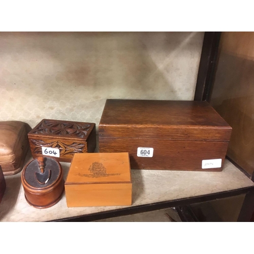 604 - 10 WOODEN TRINKET BOXES