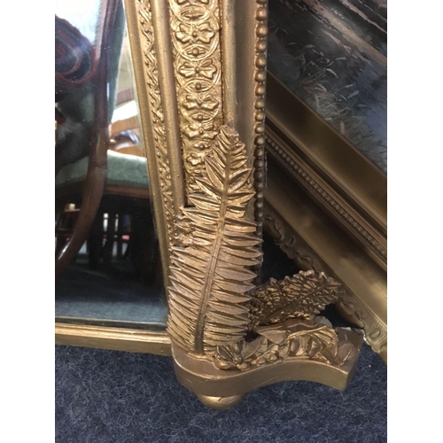 605 - GOLD GILT FRAMED OVER MANTEL MIRROR