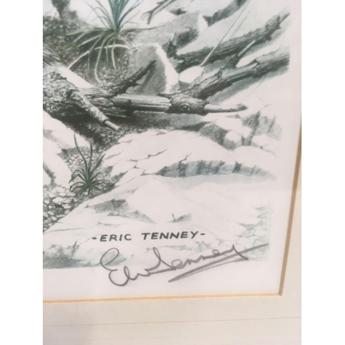 606 - GILT F/G PICTURE PRINT OF A LYNX CAT BY ERIC TENNEY