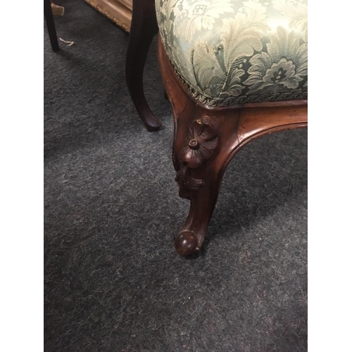 607 - MAHOGANY NURSING CHAIR & MAHOGANY CARVED DINING CHAIR