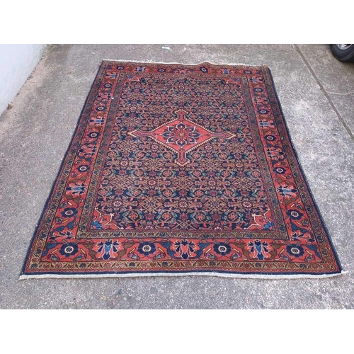 618 - 2 RED PATTERNED RUGS, 4ft 7'' & 7ft 11'' X 4ft 10''